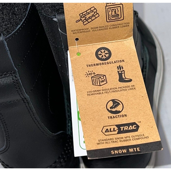 Vans Standard Snow MTE Boots Black Duck Green Snow Boots Men’s Size 8 Leather - Picture 14 of 16